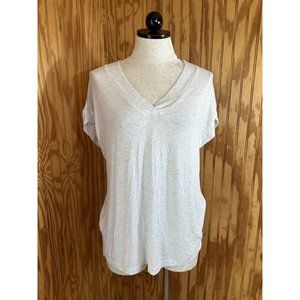 CAbi  Laidback Jersey V-Neck Pullover T-shirt Top Heathered White Size M Stretch